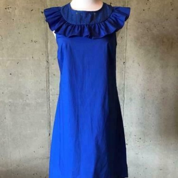 J.Crew $88 Ruffle-Neck Dress G8385 - Picture 1 of 6